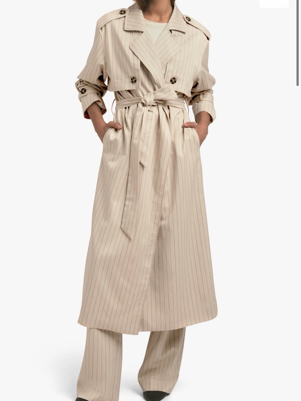 Favorite Daughter Pinstripe Trench Coat